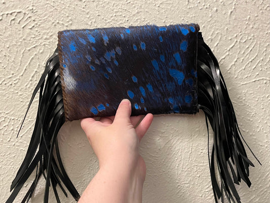 Midnight Butterfly Fringe Clutch
