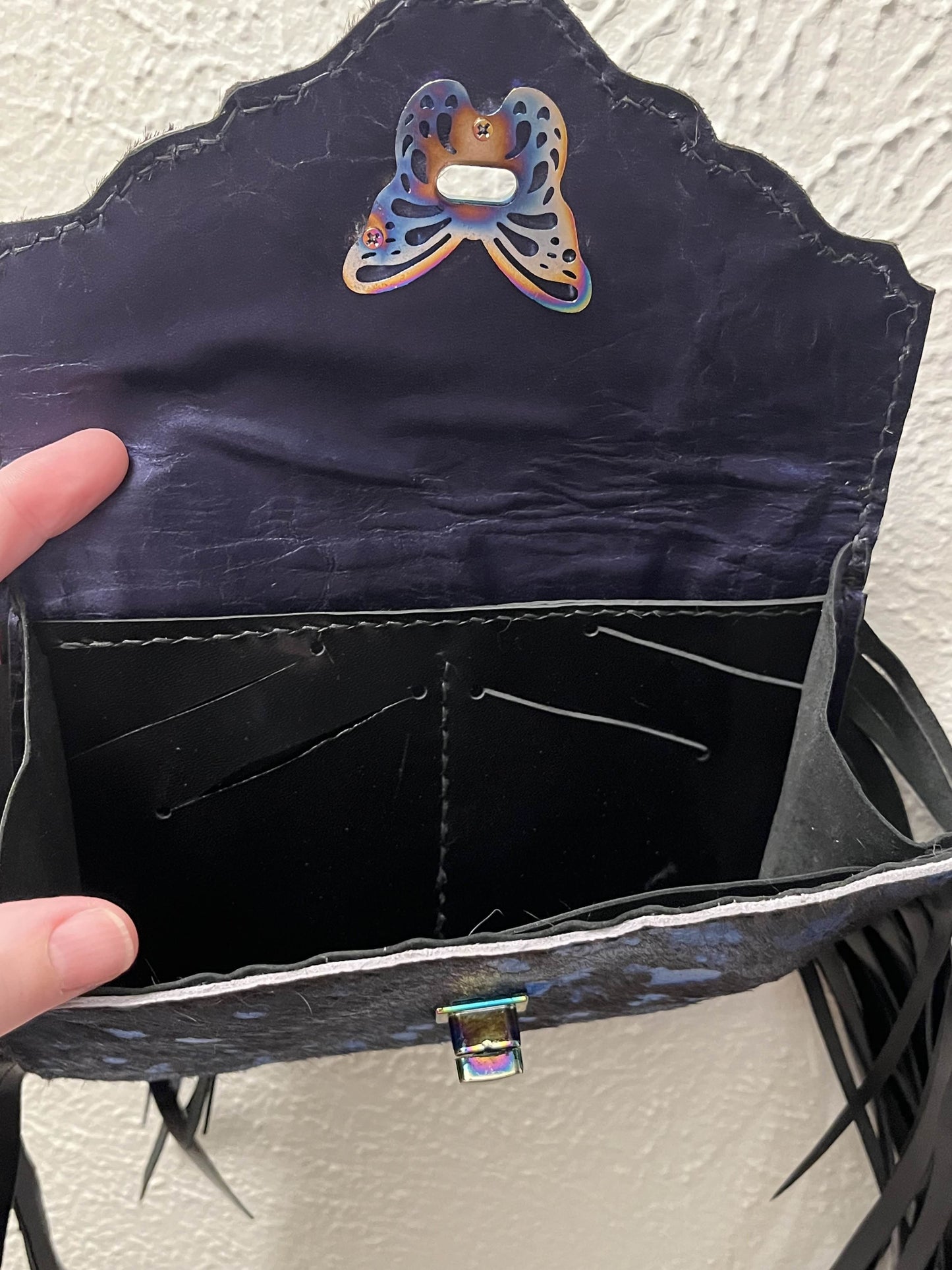 Midnight Butterfly Fringe Clutch