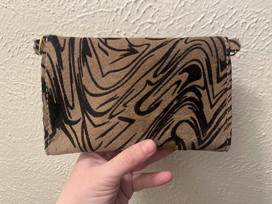 The Marbled Tiger Hair on Hide Clutch