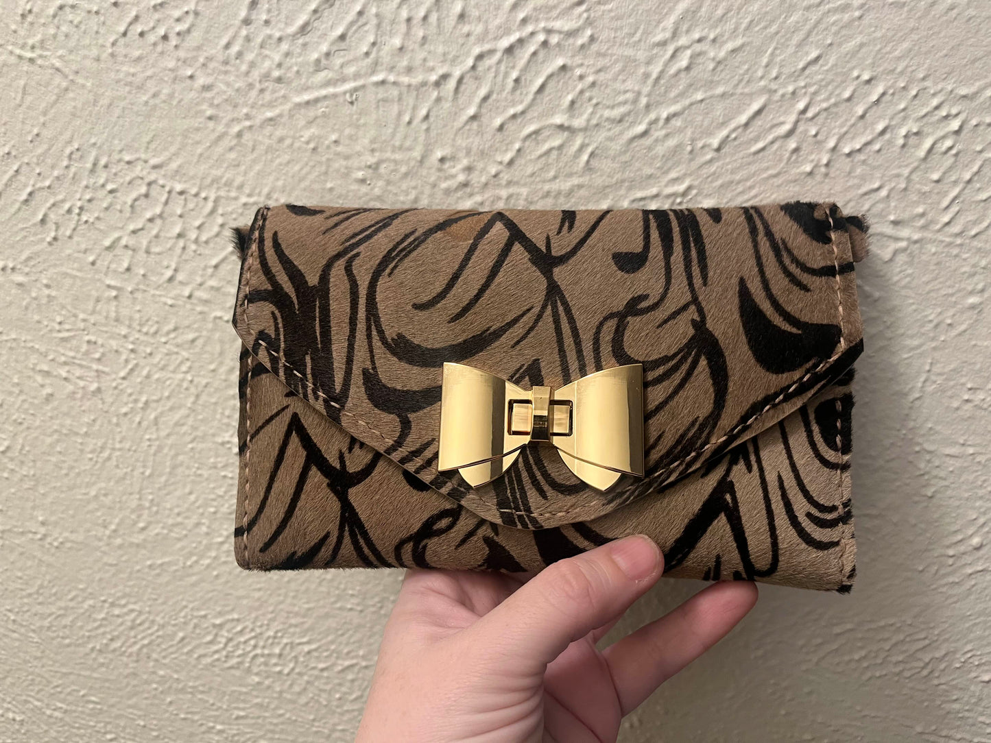 The Marbled Tiger Hair on Hide Clutch
