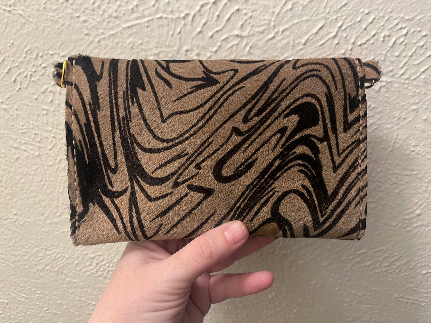 The Marbled Tiger Hair on Hide Clutch